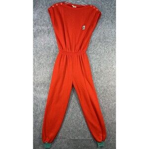 Vintage The Savannah Players Red Jumpsuit Woman Size M 70s 80s Sweatsuit
